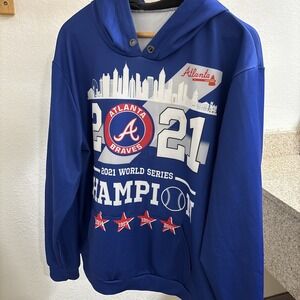 Atlanta Braves 2021 World Series Champions Hoodie Polyester/Spandex Dark Blue XL